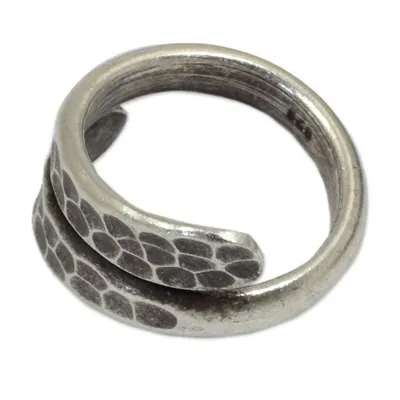 Alternate image for Thai Handmade Sterling Silver Wrap Ring Written in Stone