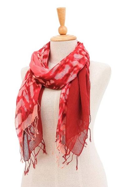 Alternate image for Pair of Cotton Scarves in Shades of Pink Warmth of Love