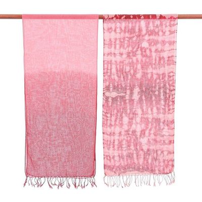 Alternate image for Pair of Cotton Scarves in Shades of Pink Warmth of Love