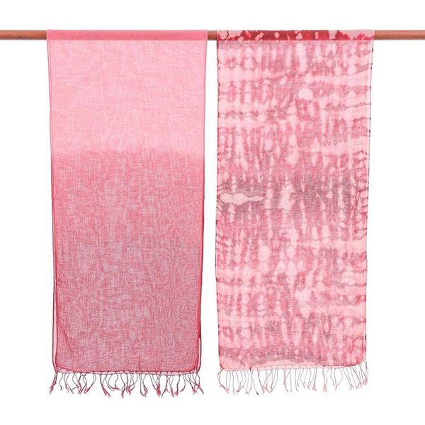 Alternate image for Pair of Cotton Scarves in Shades of Pink Warmth of Love