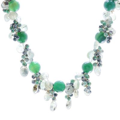 Alternate image for Hand Made Chalcedony and Prehnite Beaded Necklace Forest Daydream