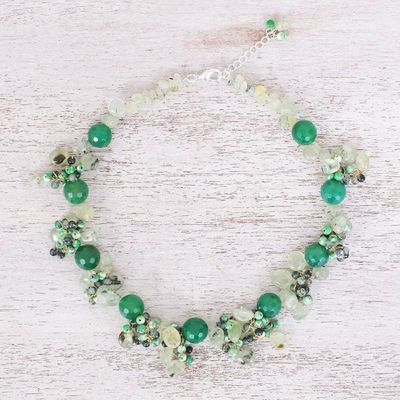 Alternate image for Hand Made Chalcedony and Prehnite Beaded Necklace Forest Daydream