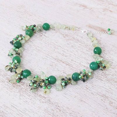 Alternate image for Hand Made Chalcedony and Prehnite Beaded Necklace Forest Daydream