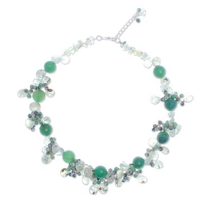 Alternate image for Hand Made Chalcedony and Prehnite Beaded Necklace Forest Daydream