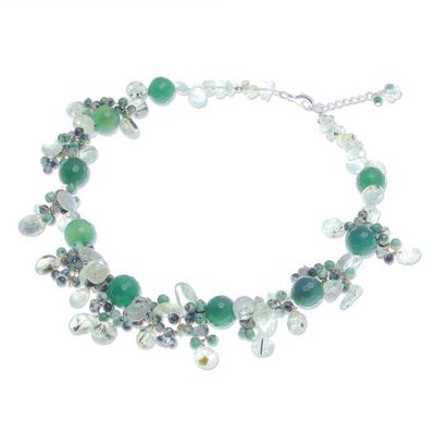 Alternate image for Hand Made Chalcedony and Prehnite Beaded Necklace Forest Daydream