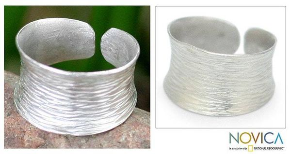 Alternate image for Handcrafted Sterling Silver Band Ring Riptide