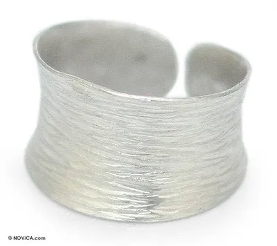Alternate image for Handcrafted Sterling Silver Band Ring Riptide