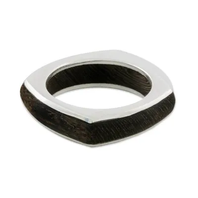 Alternate image for Mens Hand Crafted Wood Band Ring Natural Journey