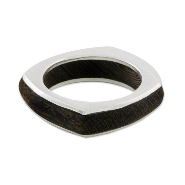 Alternate image for Mens Hand Crafted Wood Band Ring Natural Journey