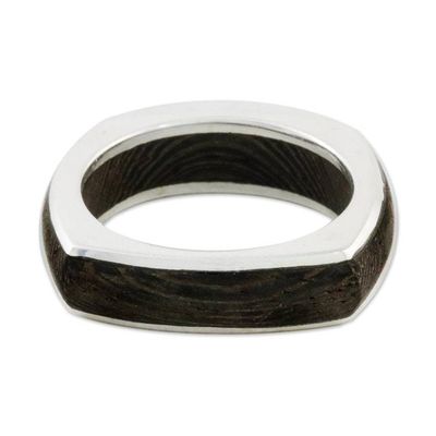 Alternate image for Mens Hand Crafted Wood Band Ring Natural Journey