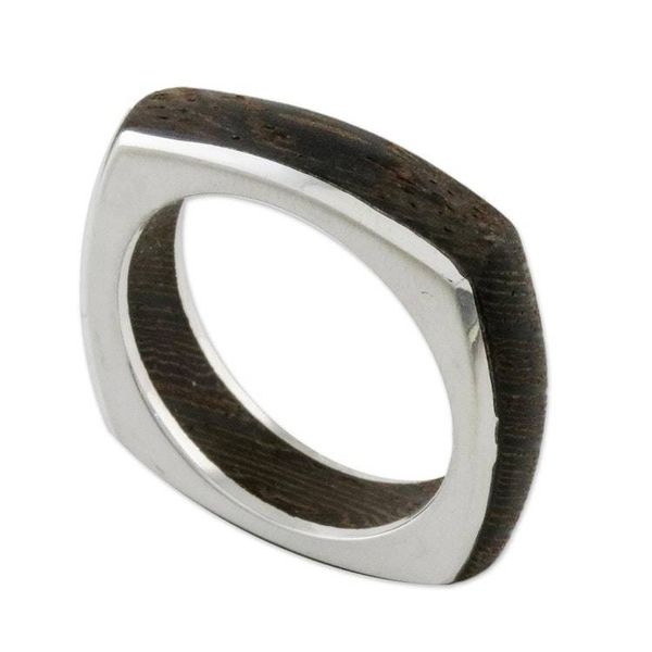 Alternate image for Mens Hand Crafted Wood Band Ring Natural Journey