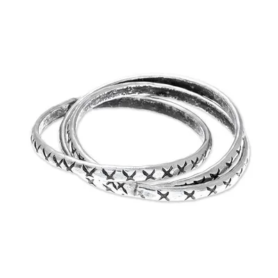 Alternate image for Cross Pattern Karen Silver Band Ring from Thailand Crossed Trinity