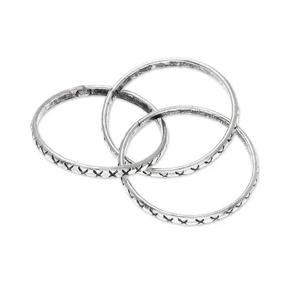Alternate image for Cross Pattern Karen Silver Band Ring from Thailand Crossed Trinity