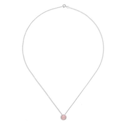Alternate image for Rose Quartz and Sterling Silver Pendant Necklace Sweet Sun in Pink