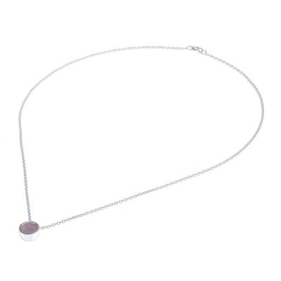 Alternate image for Rose Quartz and Sterling Silver Pendant Necklace Sweet Sun in Pink