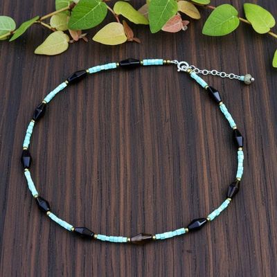 Alternate image for Thai-Made Bohemian-Inspired Multi-Gemstone Beaded Necklace Enchanted in Black