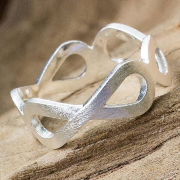 Alternate image for Handcrafted Womens Brushed Silver 925 Infinity Symbol Ring Infinity Embrace