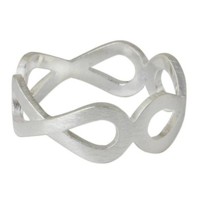 Alternate image for Handcrafted Womens Brushed Silver 925 Infinity Symbol Ring Infinity Embrace