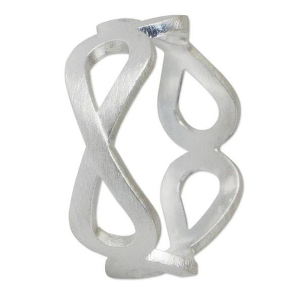 Alternate image for Handcrafted Womens Brushed Silver 925 Infinity Symbol Ring Infinity Embrace