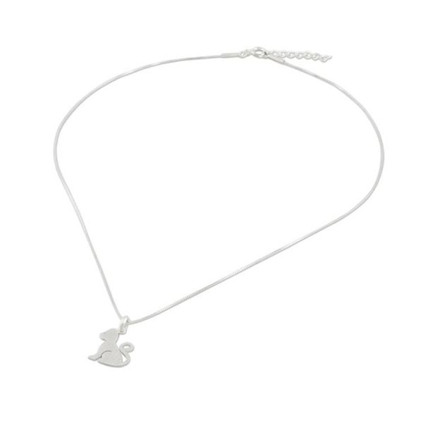 Alternate image for Brushed Sterling Silver Cat Pendant Necklace Waiting for Love