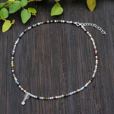 Alternate image for Hand Threaded Jasper and Agate Pendant Necklace Bright Dreams