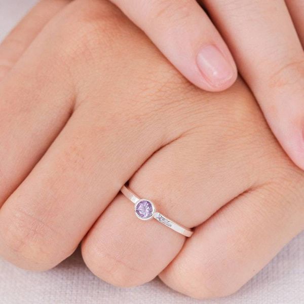Alternate image for Handcrafted Amethyst and Garnet Stacking Rings Set of 3 Spring Color