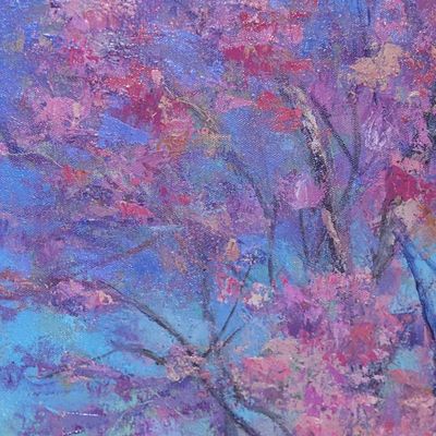 Alternate image for Spring-Themed Cherry Blossom Impressionist Oil Painting Phulomlo