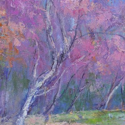 Alternate image for Spring-Themed Cherry Blossom Impressionist Oil Painting Phulomlo