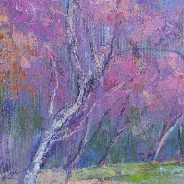 Alternate image for Spring-Themed Cherry Blossom Impressionist Oil Painting Phulomlo
