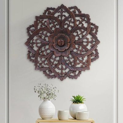 Alternate image for Hand Made Reclaimed Teak Wood Relief Panels Blossom Day
