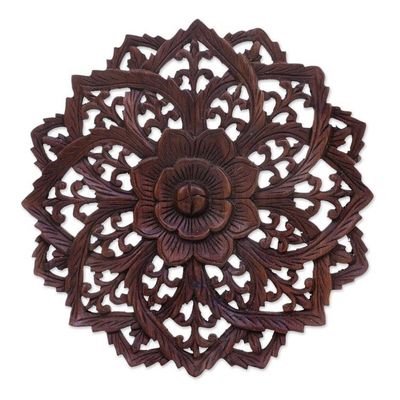 Alternate image for Hand Made Reclaimed Teak Wood Relief Panels Blossom Day