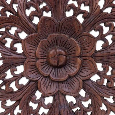 Alternate image for Hand Made Reclaimed Teak Wood Relief Panels Blossom Day