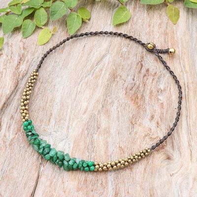 Alternate image for Brass Beaded Quartz Necklace Green Orchids