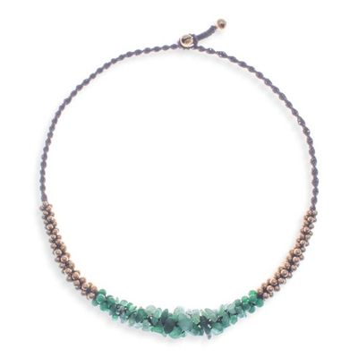 Alternate image for Brass Beaded Quartz Necklace Green Orchids