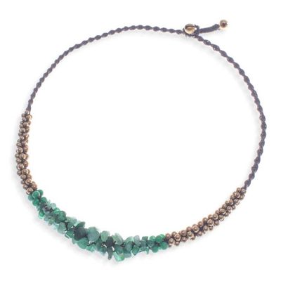 Alternate image for Brass Beaded Quartz Necklace Green Orchids