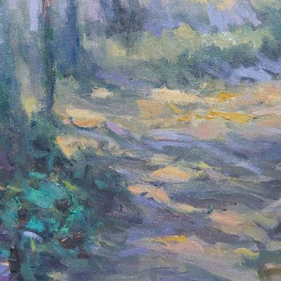 Alternate image for Impressionist Nature-Themed Landscape Oil Painting of Forest Forest Next Door