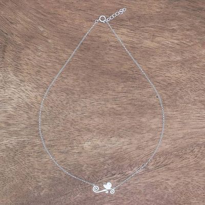 Alternate image for Bird-Themed Sterling Silver Pendant Necklace from Thailand Relaxing Bird