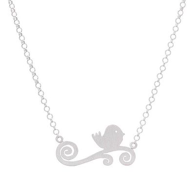 Alternate image for Bird-Themed Sterling Silver Pendant Necklace from Thailand Relaxing Bird