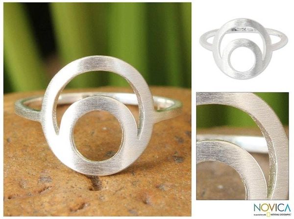 Alternate image for Hand Crafted Modern Sterling Silver Ring from Thailand Silver Eclipse