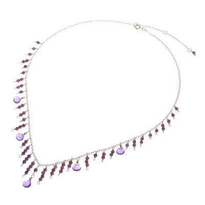 Alternate image for 24k Gold-Plated Amethyst and Garnet Waterfall Necklace Stylish Rose