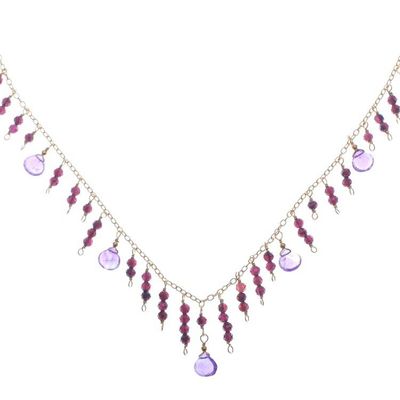 Alternate image for 24k Gold-Plated Amethyst and Garnet Waterfall Necklace Stylish Rose
