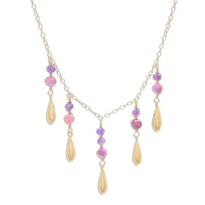 Alternate image for Tourmaline and Amethyst Pendant Waterfall Necklace Aria