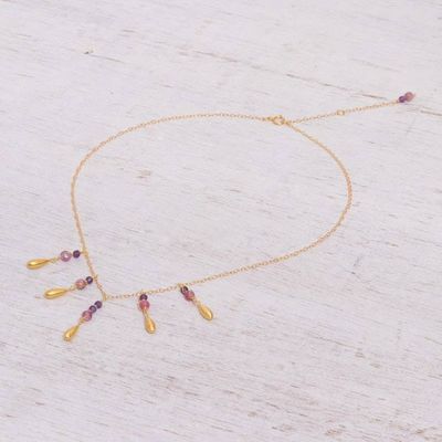 Alternate image for Tourmaline and Amethyst Pendant Waterfall Necklace Aria