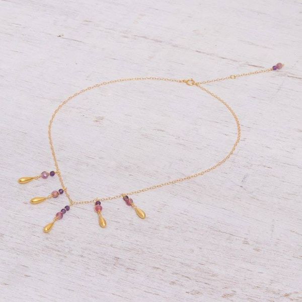 Alternate image for Tourmaline and Amethyst Pendant Waterfall Necklace Aria