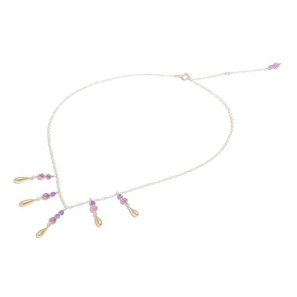 Alternate image for Tourmaline and Amethyst Pendant Waterfall Necklace Aria