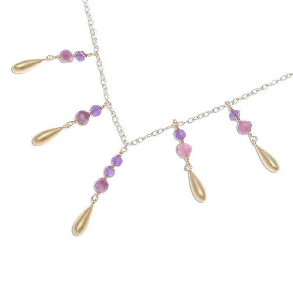 Alternate image for Tourmaline and Amethyst Pendant Waterfall Necklace Aria