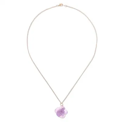 Alternate image for Gold-Plated Purple Hydrangea Petal Pendant Necklace Wild Hydrangea in Purple