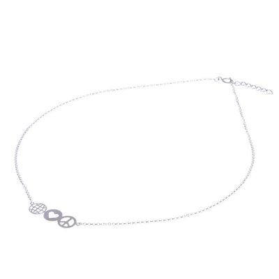 Alternate image for Sterling Silver Pendant Necklace Inspired by Peace Peace Line