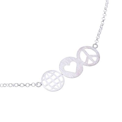 Alternate image for Sterling Silver Pendant Necklace Inspired by Peace Peace Line