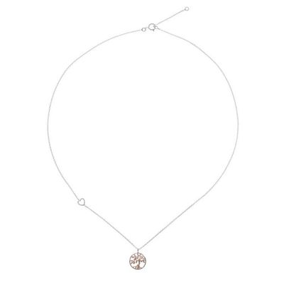 Alternate image for Rose Gold Accented Tree Pendant Necklace from Thailand Tree Corona
